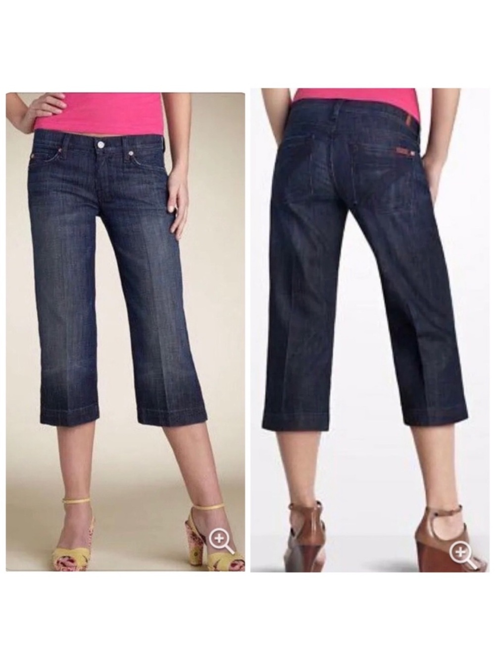 7FAM Crop Dojo Jeans Size 26 Dark Wash